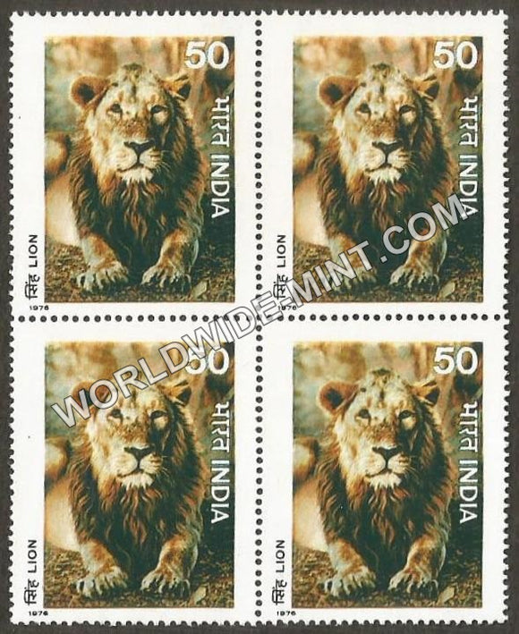 1976 Indian Wild Life-Lion Block of 4 MNH