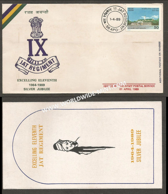 1989 India 11TH BATTALION THE JAT REGIMENT SILVER JUBILEE APS Cover (01.04.1989)