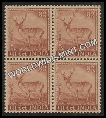 INDIA Chittal (Spotted Deer) 4th Series (8p) Definitive Block of 4 MNH