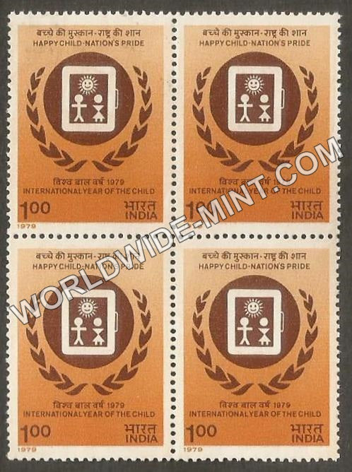 1979 International Year of the Child-Indian IYC Emblem Block of 4 MNH