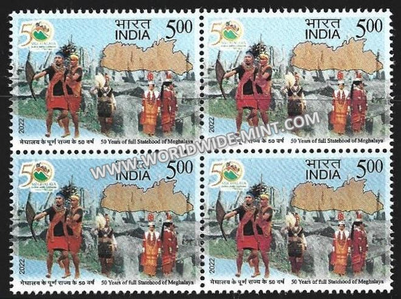 2022 India 50 Years of full Statehood of Meghalaya Block of 4 MNH
