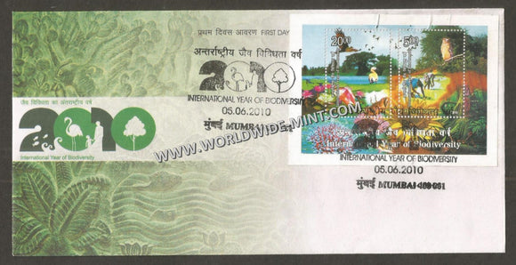 2010 INDIA International Year of Biodiversity Miniature Sheet FDC