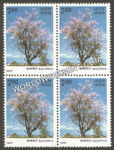 1981 Flowering Trees-Bauhinia Block of 4 MNH