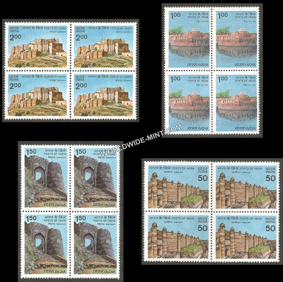 1984 Forts of India-Set of 4 Block of 4 MNH