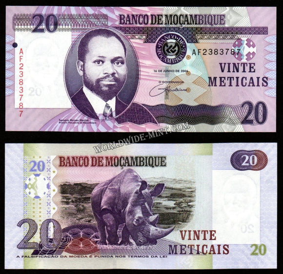 Mozambique 20 Meticais 2006 UNC Bank Note #CN1011