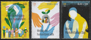 2022 UN Geneva World Humanitarian Aid Day Set of 3 MNH #FOR-1024