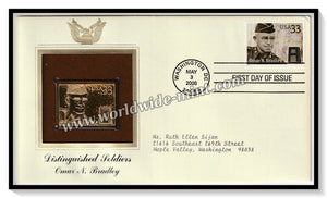 2000 USA Distinguished Soldiers Omar N. Bradley (Miltary Officer) - Gold Replica FDC #FE102