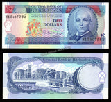 Barbados 2 Dollars 1995 UNC Bank Note #CN1038