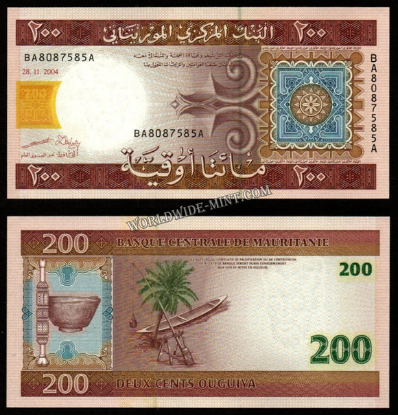 Mauritania 200 Ouguiya 2004 UNC Bank Note #CN1085