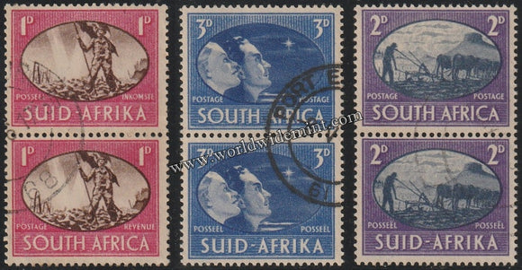 SUID - AFRICA & SOUTH AFRICA 1945 - VICTORY ISSUE 3V VERTICAL USED SG: 108 - 110
