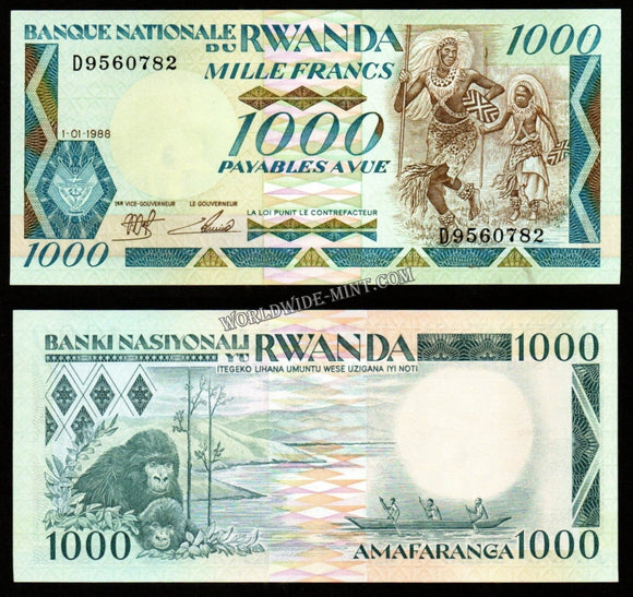 Rwanda 1000 Francs 1988 UNC Bank Note #CN1109