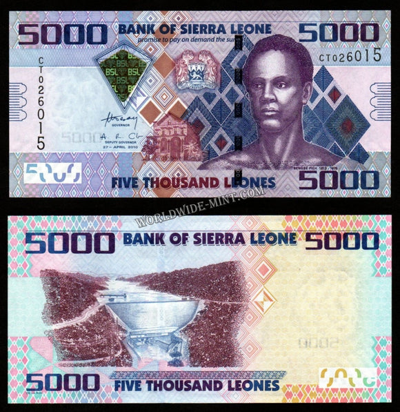 Sierra Leone 5000 Leones 2010 UNC Bank Note #CN1113