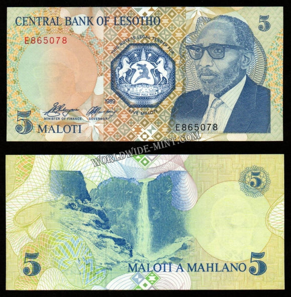 Lesotho 5 Maloti 1989 UNC Bank Note #CN1114