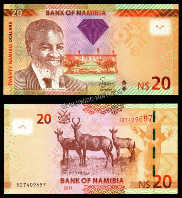 Namibia 20 Dollars 2011 UNC Bank Note #CN1115