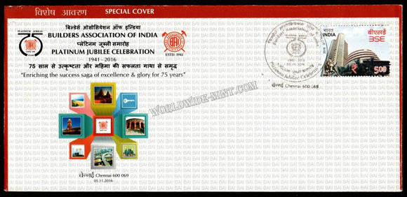2016 Builders Association Of India - Platinum Jubilee Celebrations Special Cover (05.11.2016) #SC-113