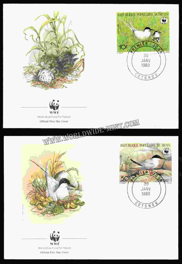 1989 Benin World Wide Nature Fund For Nature Set Of 2 Birds FDC #FA114