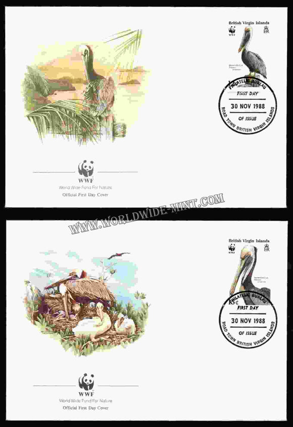 1988 British Virgin Island World Wide Nature Fund For Nature Set Of 2 Birds FDC #FA115