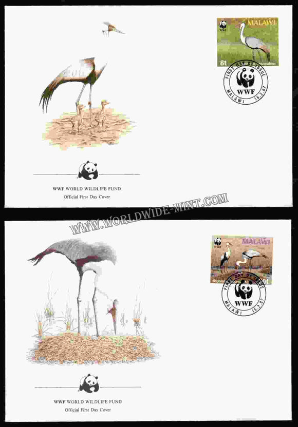 1987 Malawi World Wide Nature Fund For Nature Set Of 2 Birds FDC #FA119