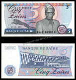 Zaire 5 Zaires - 1982 P#26 UNC Bank Note N#205068 #CN1206