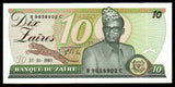 Zaire 10 Zaires - 1985 P#27a UNC Bank Note N#206327 #CN1207