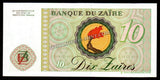 Zaire 10 Zaires - 1985 P#27a UNC Bank Note N#206327 #CN1207