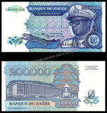 Zaire 200000 Zaires - 1992 P# 42a UNC Bank Note N#210413 #CN1211