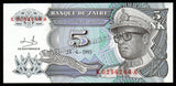 Zaire 5 Nouveaux Makuta - 1993 P# 48a UNC Bank Note N#205050 #CN1214