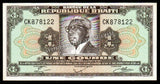Haiti 1 Gourde 1968 P# 196 UNC Bank Note N#204188 #CN1218