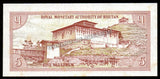 Bhutan 5 Ngultrums 1985-1992 P# 14a UNC Bank Note N#218583 #CN1222