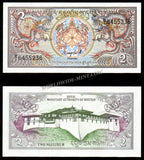 Bhutan 2 Ngultrum 1986-1990 P# 13a UNC Bank Note N#204522 #CN1224