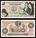 Colombia 20 Pesos - 1982 P# 409d UNC Bank Note N#202344 #CN1242