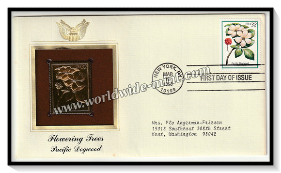 1998 USA Flowering Trees  Pacific Dogwood - Gold Replica FDC #FE124