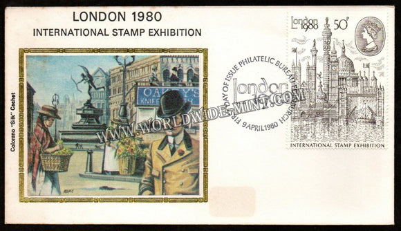 1980 UK International Stamp Exhibition Silk Cachet FDC #FA125