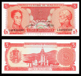 Venezuela 5 Bolivars - 1989 P# 70b UNC Bank Note N#204100 #CN1262