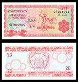 Burundi 20 Francs - 1991 P#27c UNC Bank Note N#202795 #CN1266