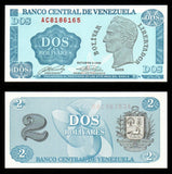 Venezuela 2 Bolivars - 1989 P# 69 UNC Bank Note N#203218 #CN1272