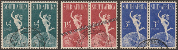 SUID - AFRICA & SOUTH AFRICA 1949 - UPU 3V HORIZONTAL USED SG: 128 - 130