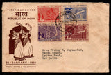 1950 INDIA Republic of India Inauguration - 4v First Day Cancelled Cover Commercial Cover from Secunderabad to New Delhi