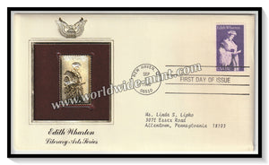 1980 USA Edith Wharton (American writer and designer) Literary, Arts Series - Gold Replica FDC #FE130