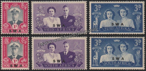 SWA (SOUTH WEST AFRICA ) SUID - AFRICA & SOUTH AFRICA 1947 - ROYAL VISIT 6V MNH SG: 134 - 136