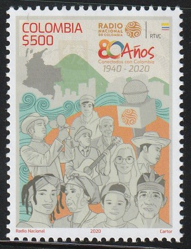 2020 Colombia The 80th Anniversary of the Radio Nacional de Colombia MNH #FOR-148