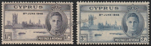 CYPRUS 1946 - KING GERORGE VI - VICTORY ISSUE 2V MNH SG: 164 - 165