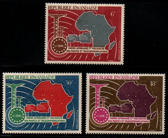 1976 Rwanda Radio Telecommunications 3v MH #FT-193