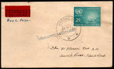 1954 INDIA United Nations Day First Day Cancelled in Plain Cover - Travelled Cover with Express Post Label from Madras to Nashik