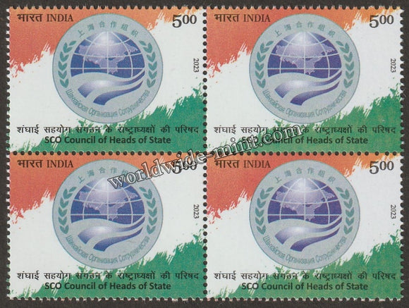 2023 INDIA SCO Council of Heads of State Block of 4 MNH