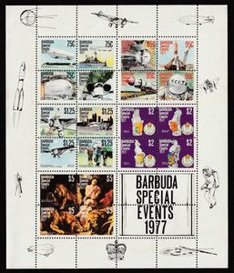 1977 Barbuda Anniversaries - Special Events MS - Aircrafts, Zepplions, Ships, Rubens#FOR-2006
