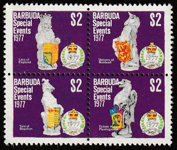 1977 Barbuda Anniversaries Special Events MNH - Coat of Arms - Lion, Unicorn, Yale, Falcon #FOR-2009