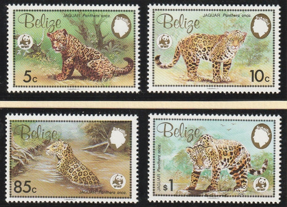 1992 Belize WWF Jaguar Set of 4 MNH with Information Sheet #FOR-2016