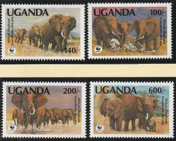 1991 Uganda WWF African Elephant Set of 4 MNH #FOR-2017