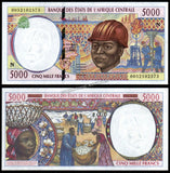 Central African States N (Equatorial Guinea) 500, 1000, 2000, 5000, 10000 Francs - 1993 - 2002 Set of 5 UNC Bank Note N#201829 #CN1364